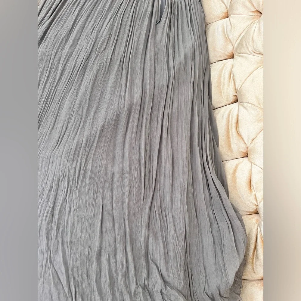 J Crew Arabelle Silk Gray Dress Xs 2P Strapless Formal Evening Gown Full Length
